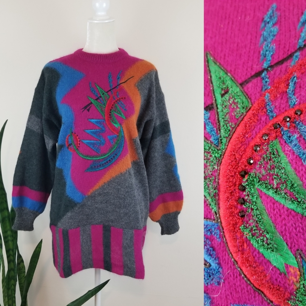 Hp Vtg 80s Escada Mohair Tunic Sweater
